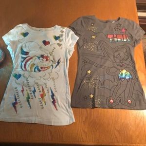 2 Disney shirts - Tinker Bell & Cheshire Cat.
